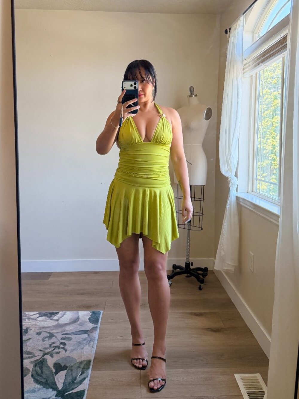 White Fox Green Chartreuse Mini Dress | Tie Halter Neck | Y2K Party Dress NWT - Picture 1 of 6
